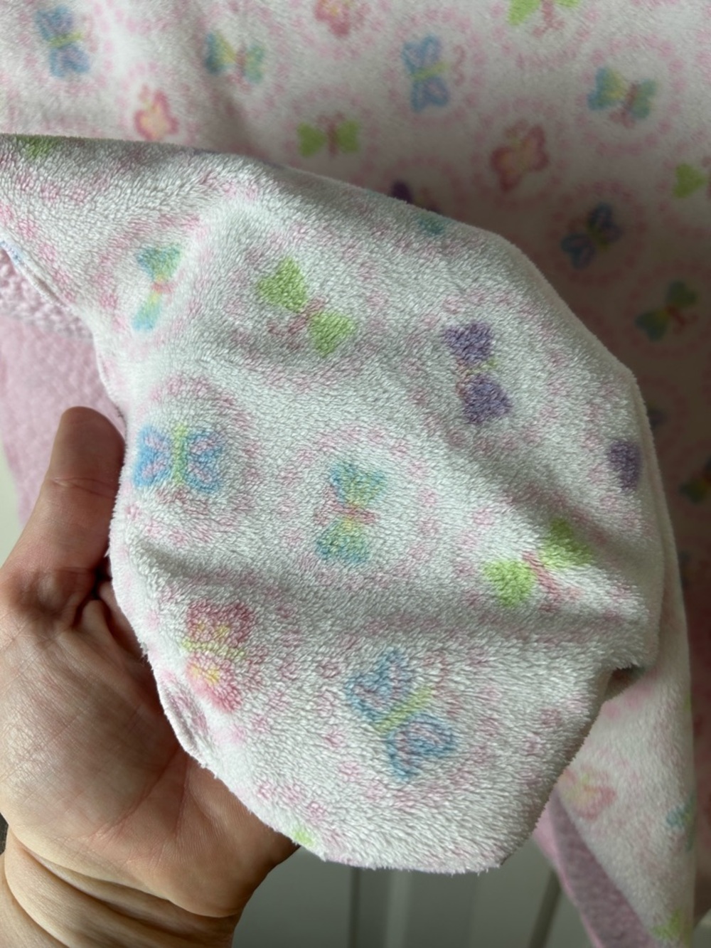 Carter's Pink Butterfly Baby Blanket White Sherpa Blue Purple Circles Dots Green - Picture 3 of 11